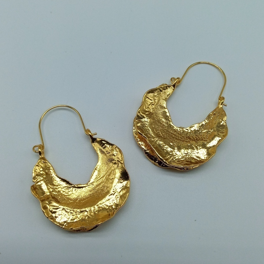 New |  Gold Nugget Modern Hoop Earrings